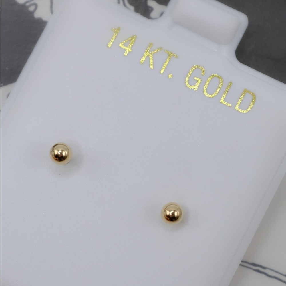 14k 14kt Solid Yellow Gold Ball Stud Earrings
